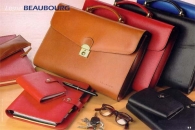 Grained calf leather satchel