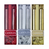 Boxed set 2 glitter candles with candle holder