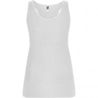 Close-fitting tank top with piping and neckline, wide shoulder strap BRENDA (White)