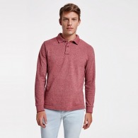 DYLAN - Mottled long sleeve polo shirt with tone on tone 2 button placket