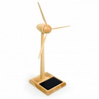 Wooden wind turbine 30 cm with solar energy