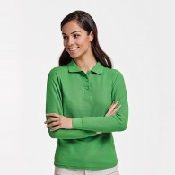 ESTRELLA WOMAN L/S - Long sleeve polo shirt, 1x1 rib collar and cuffs, 3 button placket