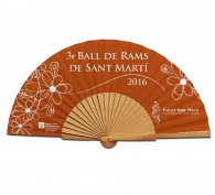 Natural wood fan with fabric picture