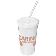 Double wall 35cl cup with straw
