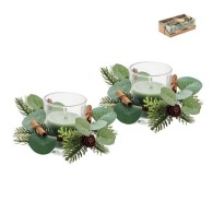 Set of 2 candles with Christmas candle holders