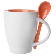 28 cl two-tone ceramic mug with spoon picture