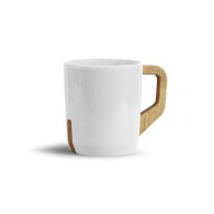 Mug with white wooden handle