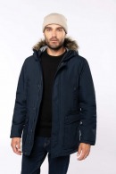 Quilted parka with detachable faux fur hood