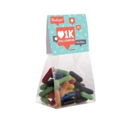 Small bag of sweets with printed card