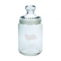 Small round glass candy jar 1L