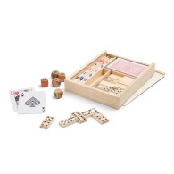 4 in 1 game set: card game, mikado, dice, dominoes