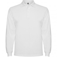 Long sleeve polo shirt, 1x1 rib collar and cuffs, 3-button placket ESTRELLA L/S (White, Children's sizes)