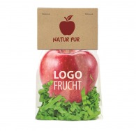 Red apple in a bag