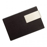Business card holder with plate