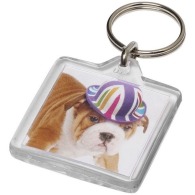 Square key ring with photo insert