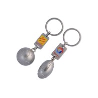 3d football or rugby keychain with personal plate.