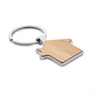 Metal and bamboo house key ring