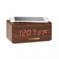 Wooden alarm clock with wireless charger
