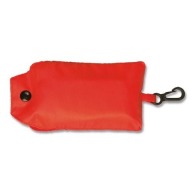 Foldable shopping bag with pocket and carabiner hook