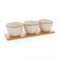 3 serving bowls with bamboo tray