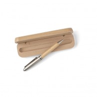 Bamboo and metal pen with case