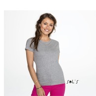 Women's round neck t-shirt white 190 grs sol's - imperial - 11502b