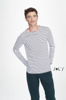 Men's long-sleeved striped T-shirt - MARINE MEN - 3XL