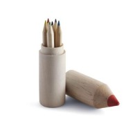 Wooden tube with 6 colored pencils picture