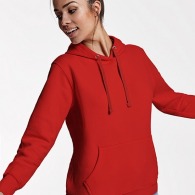 URBAN WOMAN - Women's close-fitting sweatshirt with contrast lined hood and drawstring and kangaroo pocket