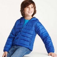 Men's quilted jacket with feather padding, adjustable fixed hood NORWAY (Children's sizes)