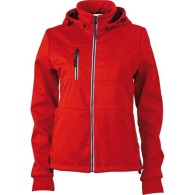 Softshell waterproof jacket with removable hood for women.