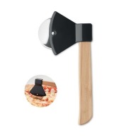 Pizza cutter with bamboo handle