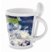 Four-colour flared mug with spoon, mug with full color photo printing promotional