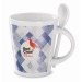 Four-colour flared mug with spoon wholesaler