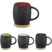 40 cl matt black two-tone ceramic barrel mug, Black mug promotional