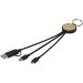 Product thumbnail Tecta 6-in-1 charging cable in recycled plastic/bamboo with key ring 1