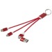 Câble de charge 4-en-1 Metal en aluminium recyclé avec porte-clés, câble de chargement promotional