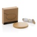 5W round cordless charger in FSC® bamboo, Wireless induction charger promotional