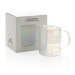 Double-walled mug in electroplated glass, double-walled glass promotional