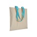 Shopper en coton naturel 220g/m², anses longues colorées, sac coton promotional