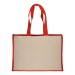Tote-bag avec soufflet en coton 280g/m², détails en toile de jute, anses longues, Tote bag promotional