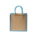 Mini tote bag en toile de jute avec anses et inserts colorés, Tote bag promotional