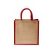 Mini tote bag en toile de jute avec anses et inserts colorés, Tote bag promotional