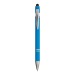 Stylo à bille en aluminium caoutchouté avec gomme pour écran tactile et clip en métal, Stylo avec stylet pour écran tactile promotional
