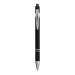 Stylo à bille en aluminium caoutchouté avec gomme pour écran tactile et clip en métal, Stylo avec stylet pour écran tactile promotional