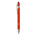 Stylo à bille en aluminium caoutchouté avec gomme pour écran tactile et clip en métal, Stylo avec stylet pour écran tactile promotional