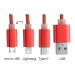 Charging cable 3 in 1 aluminium finish, charging cable promotional