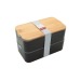 Bento 'Mihara', noir, avec couvercle en bambou, cadeau Baladeo et objet Baladeo promotional