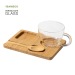 Glass cup with bamboo tray wholesaler