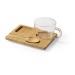 Tasse en verre 180ml avec plateau bambou, Mug en verre promotional